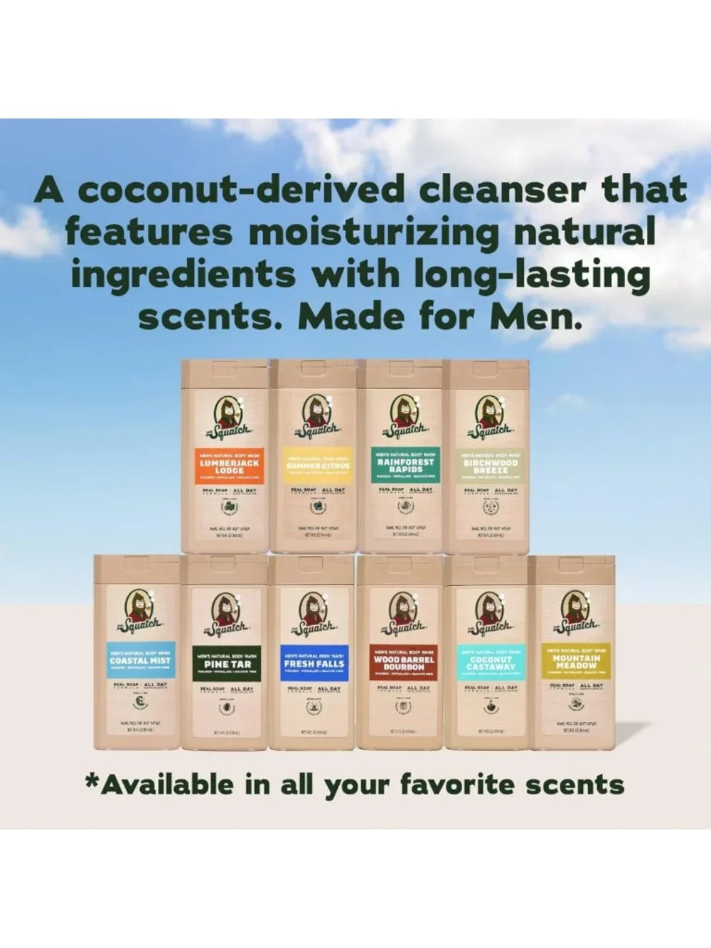 Natural Men's Body Wash Set - Moisturizing, Long-Lasting Scent, Cleansing Gel